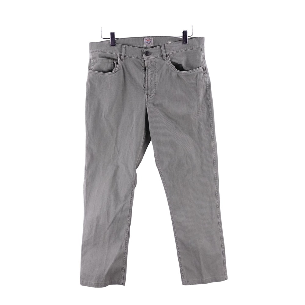 Faherty Brand Mens 34x26 Organic Cotton 5-Pocket Straight Leg Pants Gray